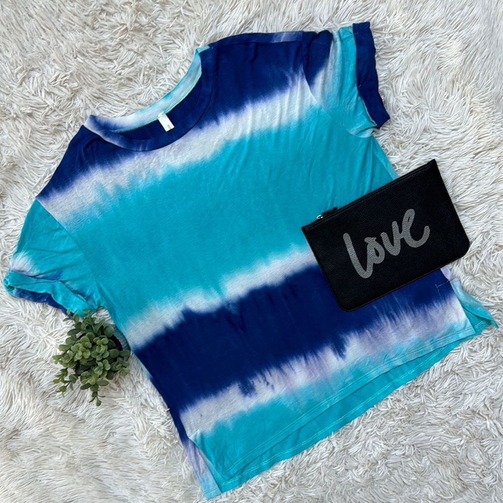 Magic Fit Tie-Dye Short Sleeve Top 💗 Blue White & Aqua